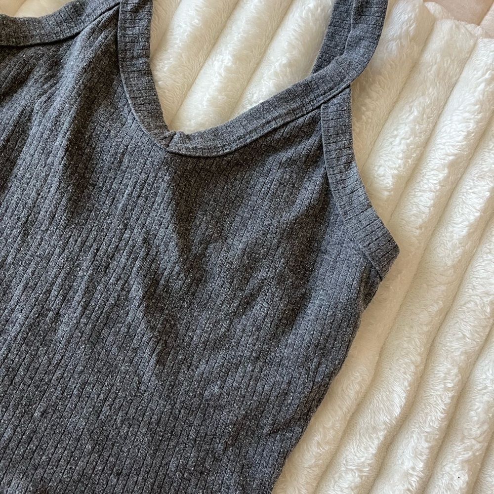 Destined Gray Ribbed Tank Top - Picture 2 of 3